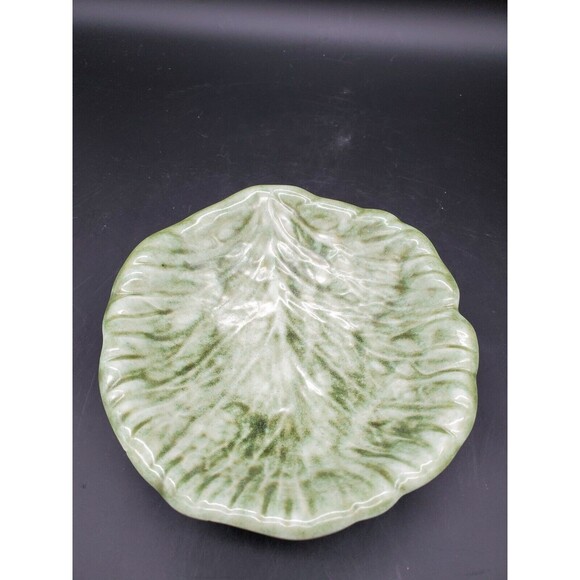 Cabbage or Lettuce Green Leaf Dish Bowl Marked Ceramic - Picture 3 of 12